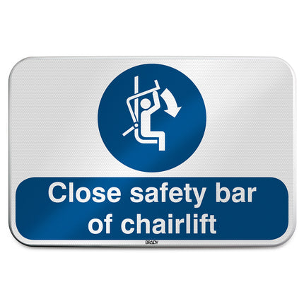ISO Safety Sign  Close safety bar of chairlift
