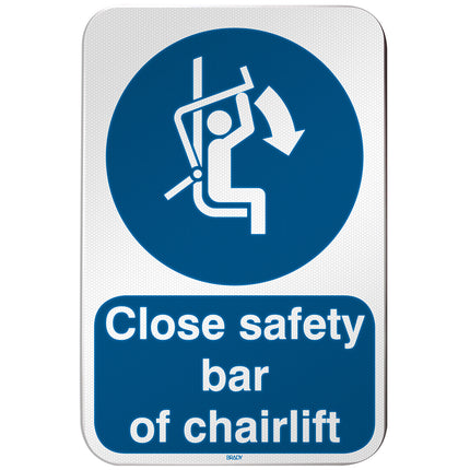 ISO Safety Sign  Close safety bar of chairlift
