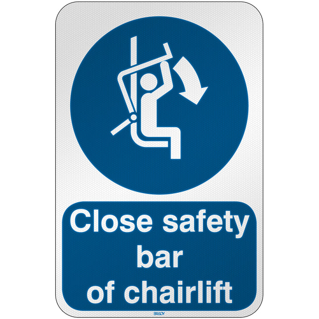 ISO Safety Sign  Close safety bar of chairlift