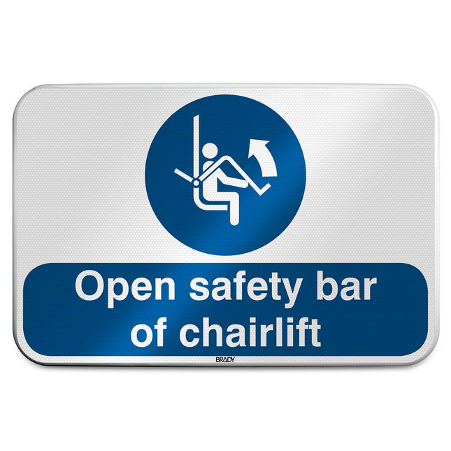 ISO Safety Sign  Open safety bar of chairlift