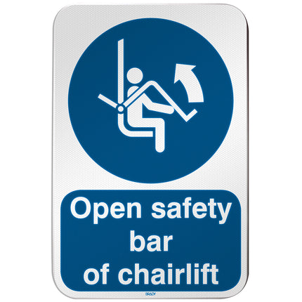 ISO Safety Sign  Open safety bar of chairlift