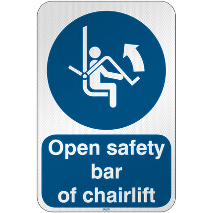 ISO Safety Sign  Open safety bar of chairlift