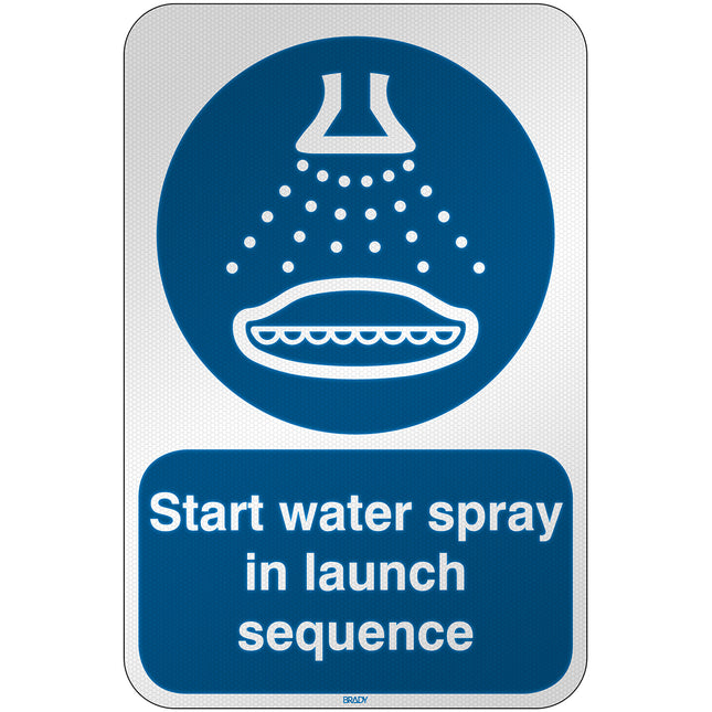 ISO Safety Sign  Start water spray in launch sequence