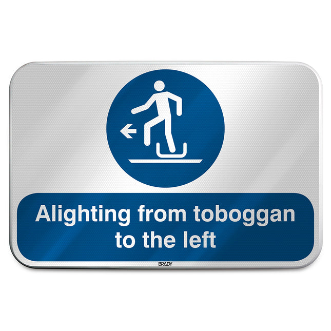 ISO Safety Sign  Alighting from toboggan to the left