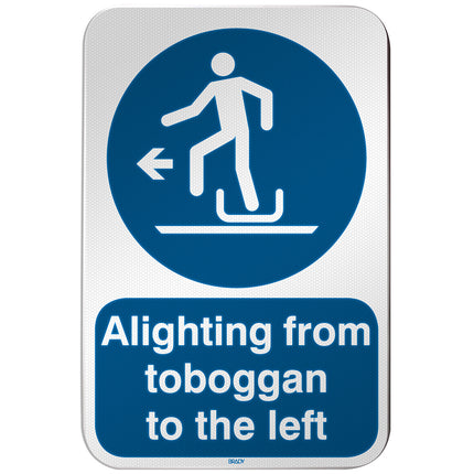 ISO Safety Sign  Alighting from toboggan to the left