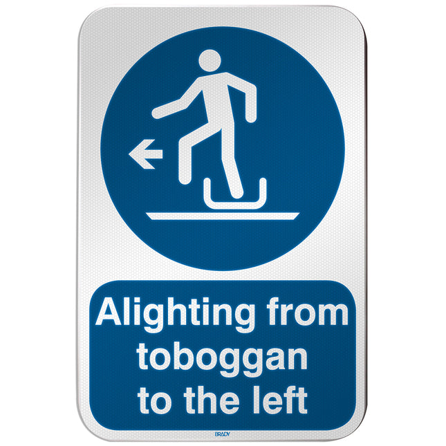 ISO Safety Sign  Alighting from toboggan to the left