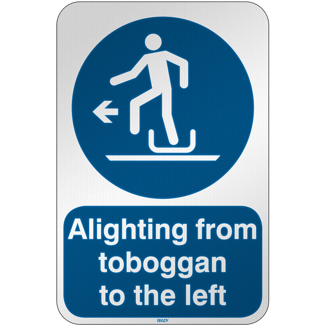 ISO Safety Sign  Alighting from toboggan to the left