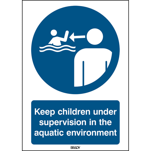ISO Safety Sign  Keep children under supervision in the aquatic environment
