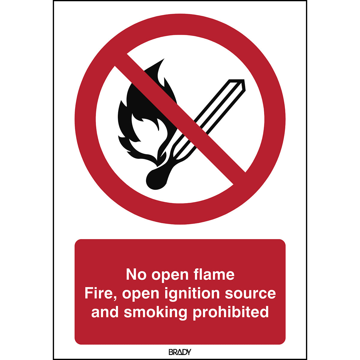 Ignition Source Control Signage ISO Safety Sign - No open flame, Fire, open ignition source and smoking ...