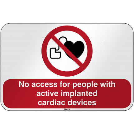 ISO Safety Sign  No access for people with active implanted cardiac devices