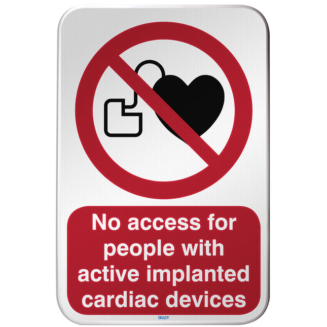ISO Safety Sign  No access for people with active implanted cardiac devices
