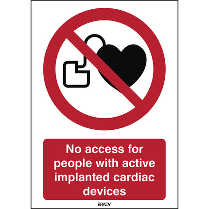 ISO Safety Sign  No access for people with active implanted cardiac devices