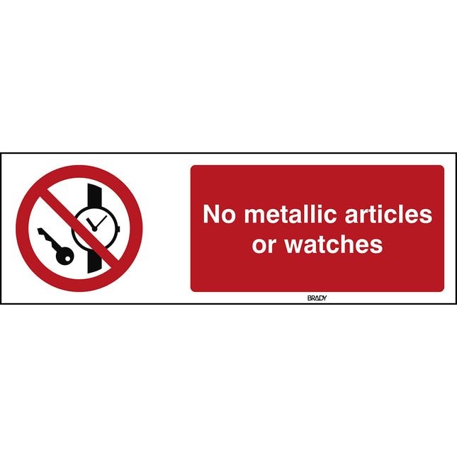 ISO Safety Sign  No metallic articles or watches