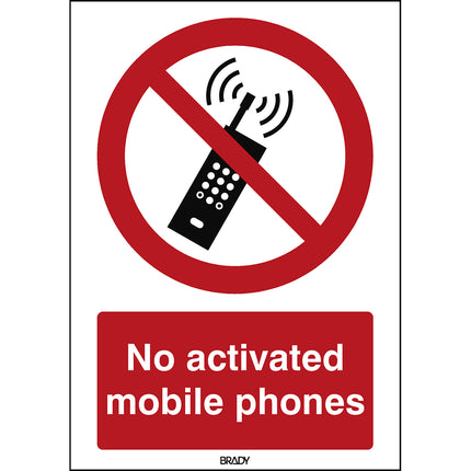 ISO Safety Sign  No activated mobile phones