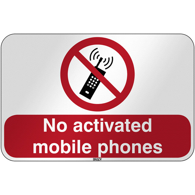 ISO Safety Sign  No activated mobile phones