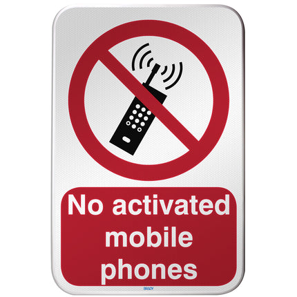ISO Safety Sign  No activated mobile phones
