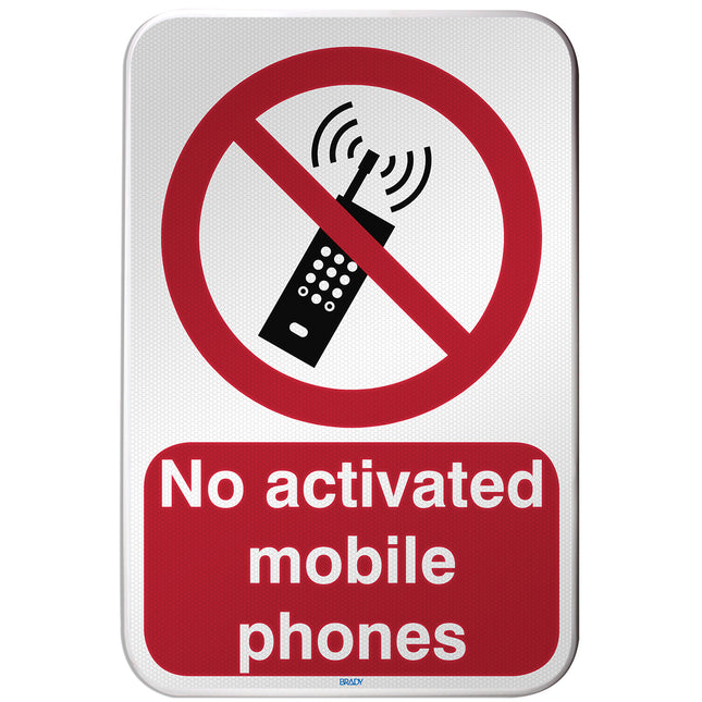 ISO Safety Sign  No activated mobile phones