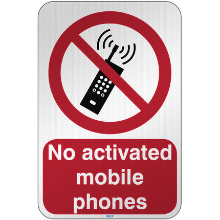 ISO Safety Sign  No activated mobile phones