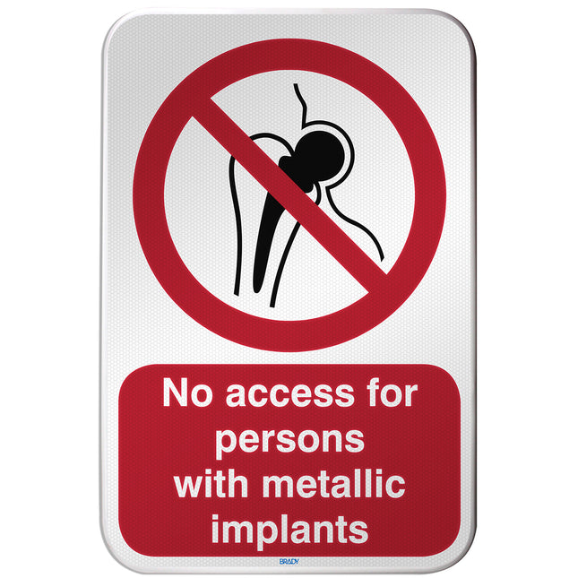 ISO Safety Sign  No access for persons with metallic implants