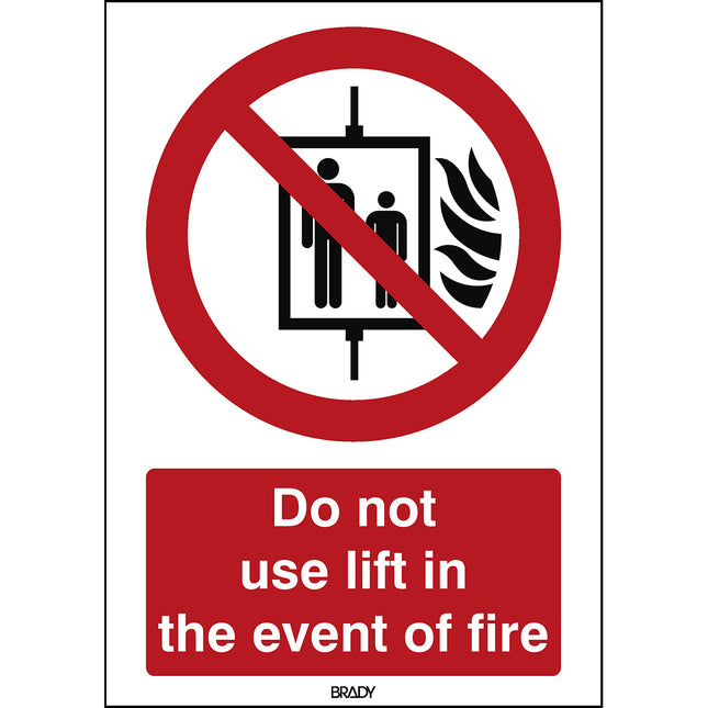 ISO Safety Sign  Do not use lift in the event of fire