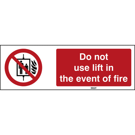 ISO Safety Sign  Do not use lift in the event of fire
