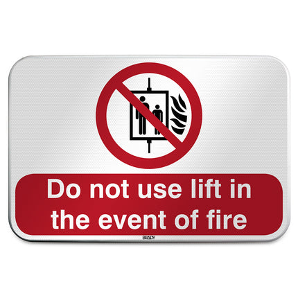 ISO Safety Sign  Do not use lift in the event of fire