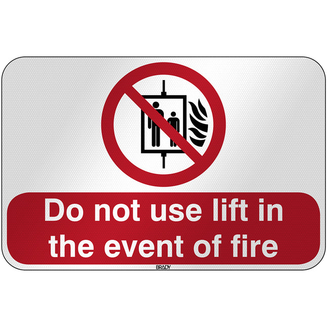 ISO Safety Sign  Do not use lift in the event of fire