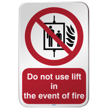 ISO Safety Sign  Do not use lift in the event of fire