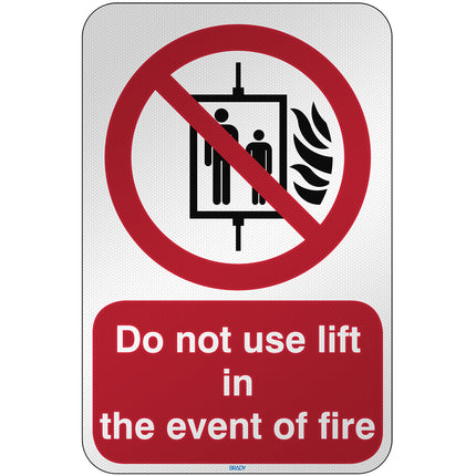 ISO Safety Sign  Do not use lift in the event of fire