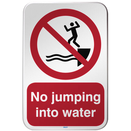 ISO Safety Sign  No jumping into water