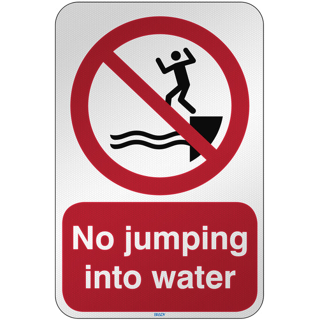 ISO Safety Sign  No jumping into water