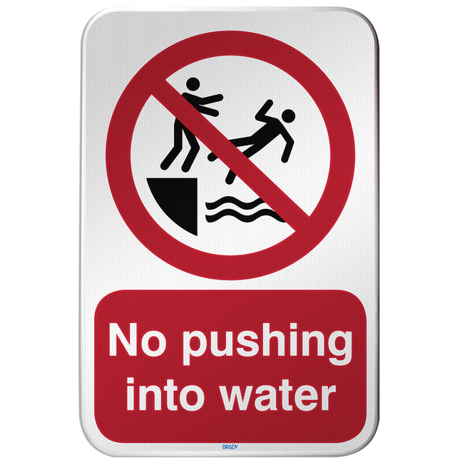 ISO Safety Sign  No pushing into water