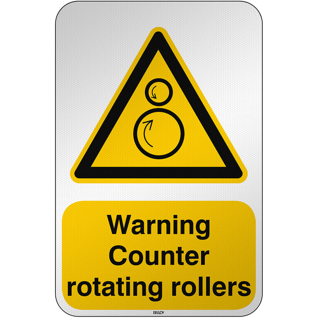 ISO Safety Sign  Warning Counter rotating rollers