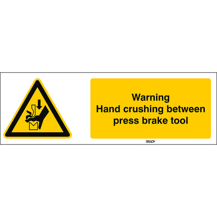ISO Safety Sign  Warning Hand crushing between press brake tool