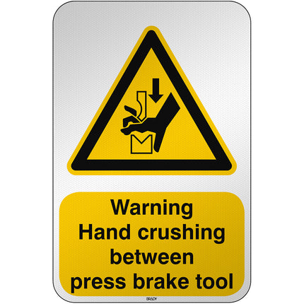 ISO Safety Sign  Warning Hand crushing between press brake tool