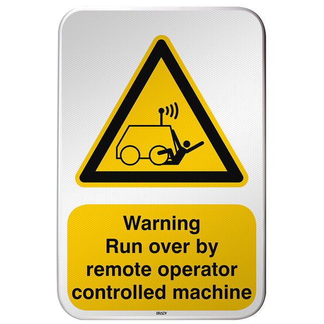 ISO Safety Sign  Warning Run over by remote operator controlled machine