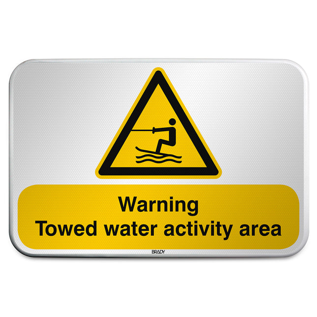 ISO Safety Sign  Warning Towed water activity area