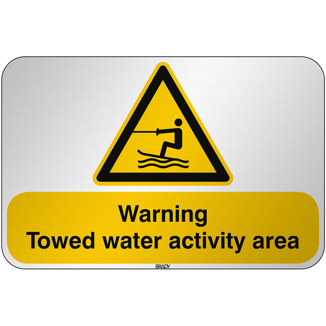 ISO Safety Sign  Warning Towed water activity area