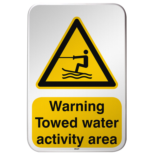 ISO Safety Sign  Warning Towed water activity area