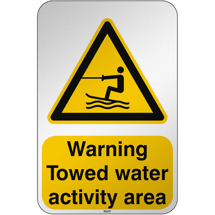 ISO Safety Sign  Warning Towed water activity area