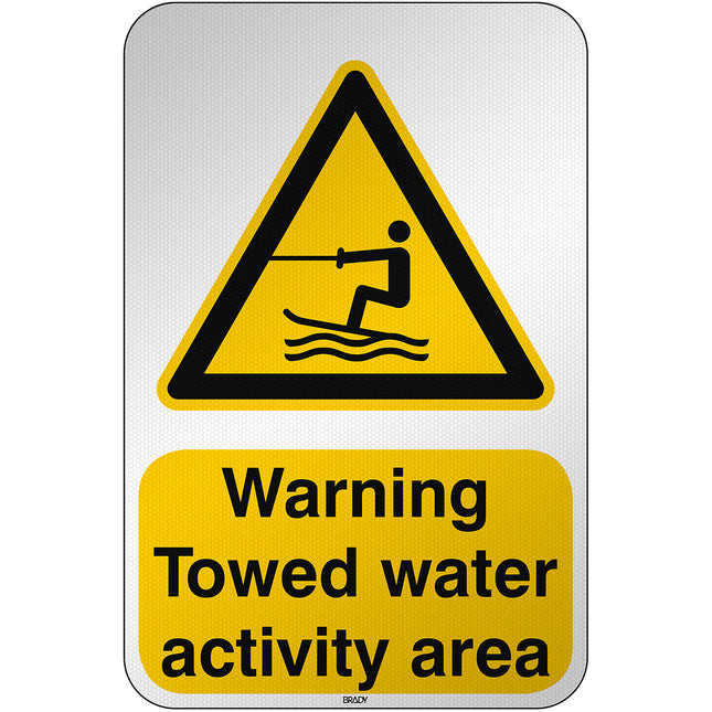 ISO Safety Sign  Warning Towed water activity area