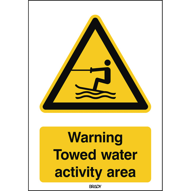 ISO Safety Sign  Warning Towed water activity area