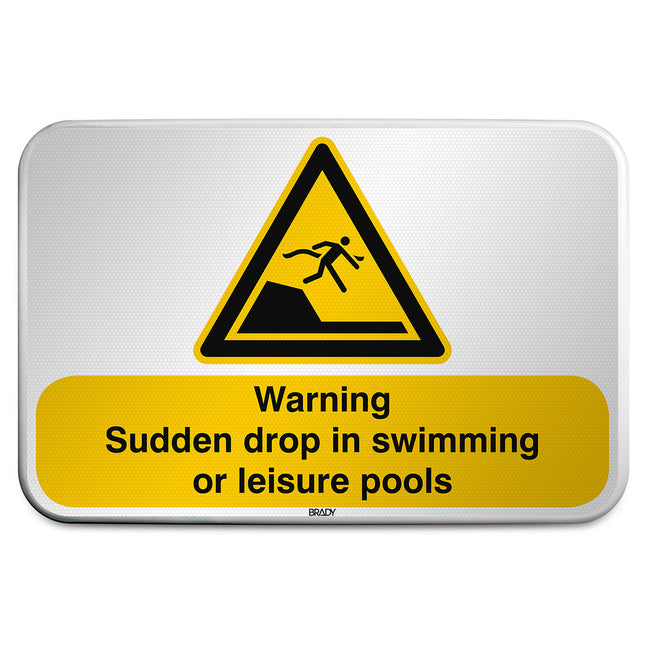 ISO Safety Sign  Warning Sudden drop in swimming or leisure pools