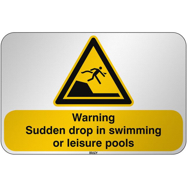 ISO Safety Sign  Warning Sudden drop in swimming or leisure pools