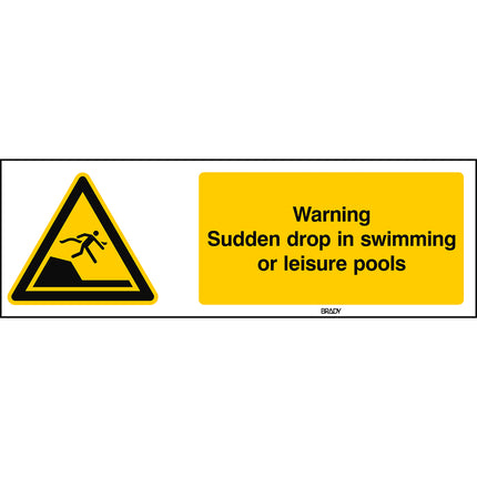 ISO Safety Sign  Warning Sudden drop in swimming or leisure pools