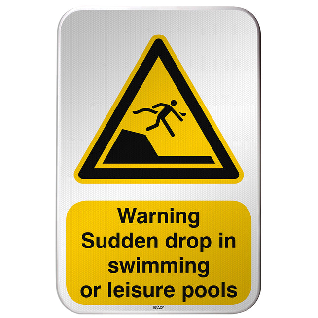 ISO Safety Sign  Warning Sudden drop in swimming or leisure pools