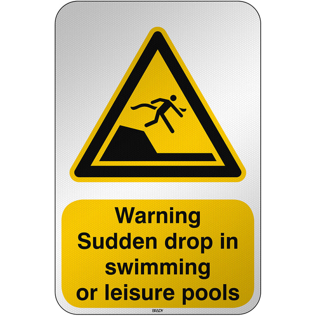 ISO Safety Sign  Warning Sudden drop in swimming or leisure pools