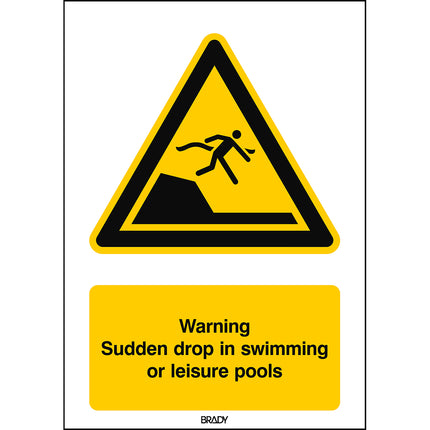 ISO Safety Sign  Warning Sudden drop in swimming or leisure pools