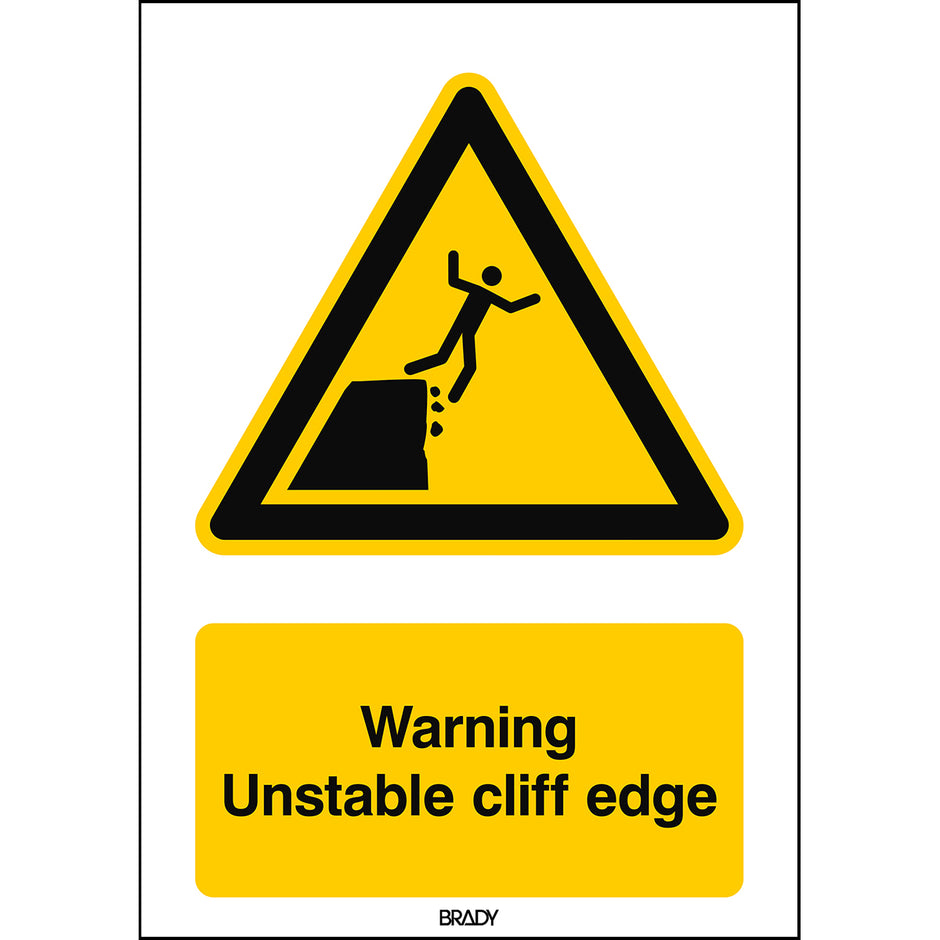 Unstable Rocks Sign ISO Safety Sign - Warning, Unstable cliff edge – TOOLMART