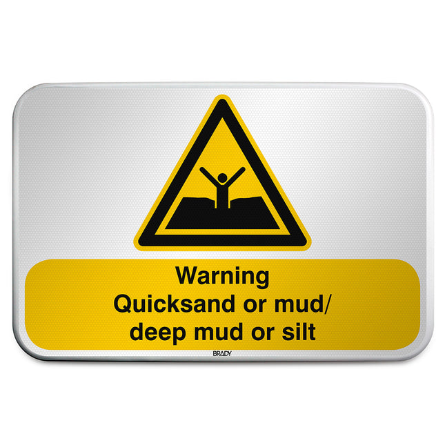 ISO Safety Sign  Warning Quicksand or mud deep mud or silt